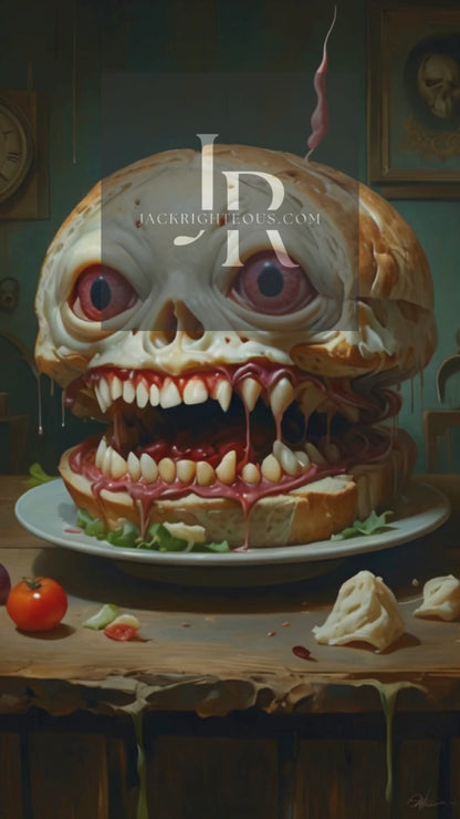 Paquete de lienzos Scary Sandwich: imágenes únicas con temática de terror para Spotify