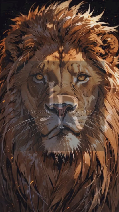 Anime-Style Lion Music Canvas – MP4 + JPEG Visual Download
