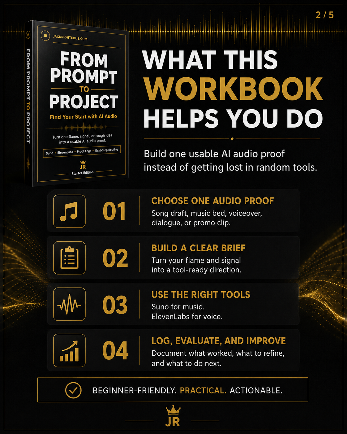 AI audio action plan for selecting one useful project and moving it from idea to a workable creator process