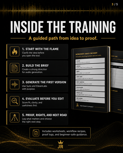 From Prompt to Project framework for organizing AI audio goals, tools, choices and project boundaries