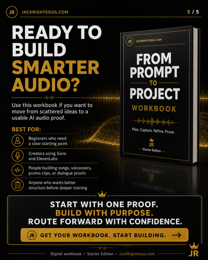 From Prompt to Project workbook outcomes for turning AI audio ideas into clearer creative direction and next actions