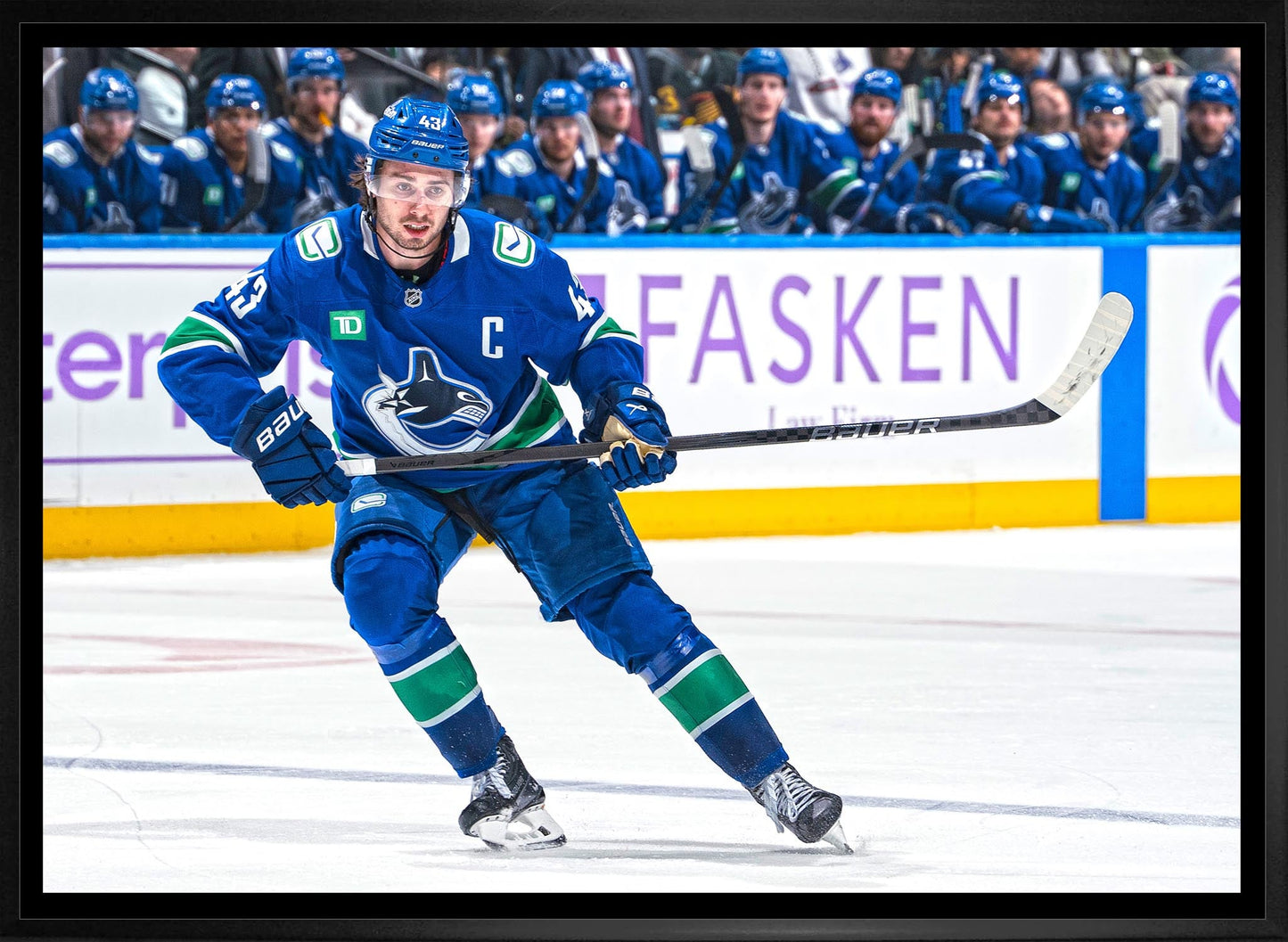 Quinn Hughes 20x29 Framed Canvas Vancouver Canucks - Jack Righteous