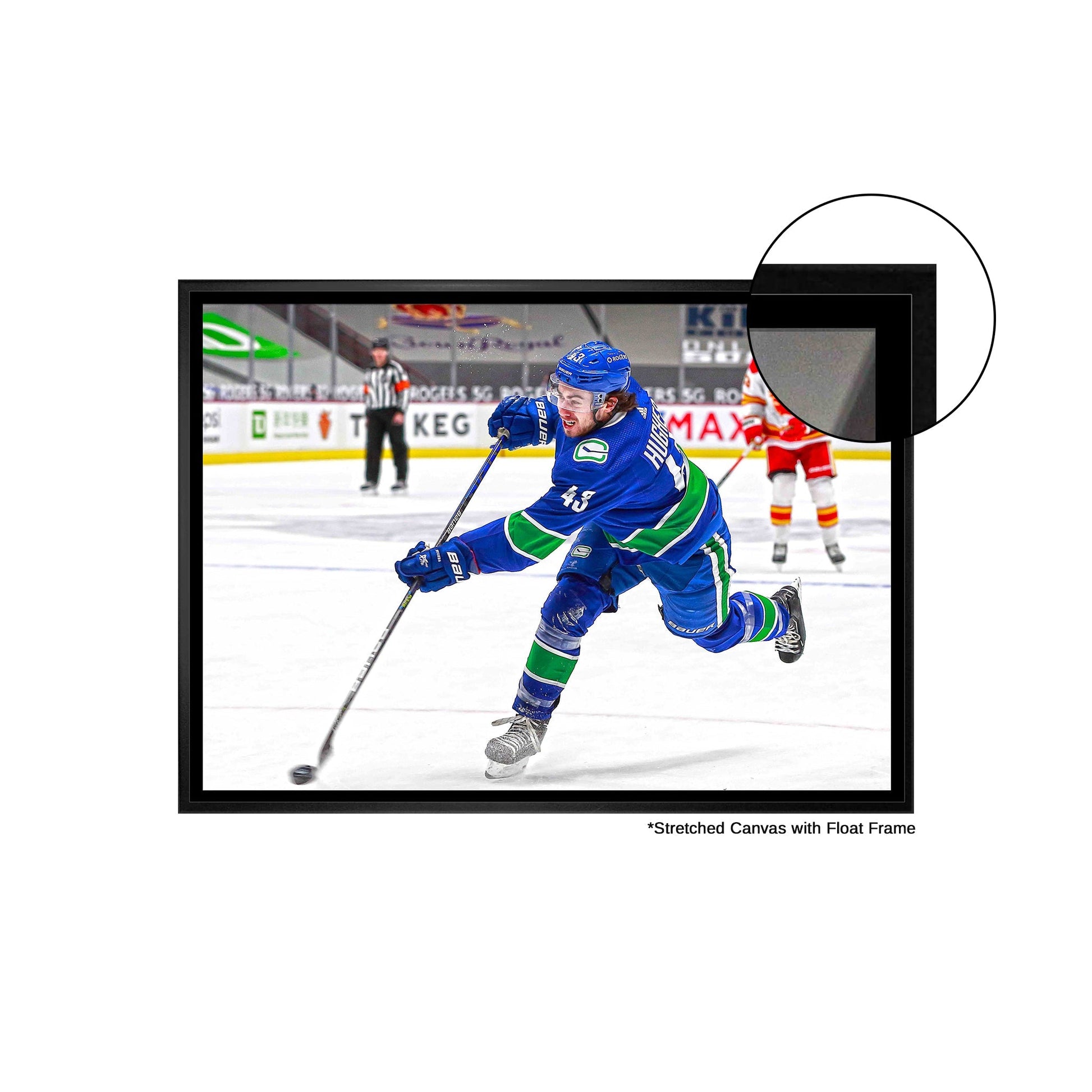 Quinn Hughes Vancouver Canucks Framed 20x29 Shooting Canvas - Jack Righteous