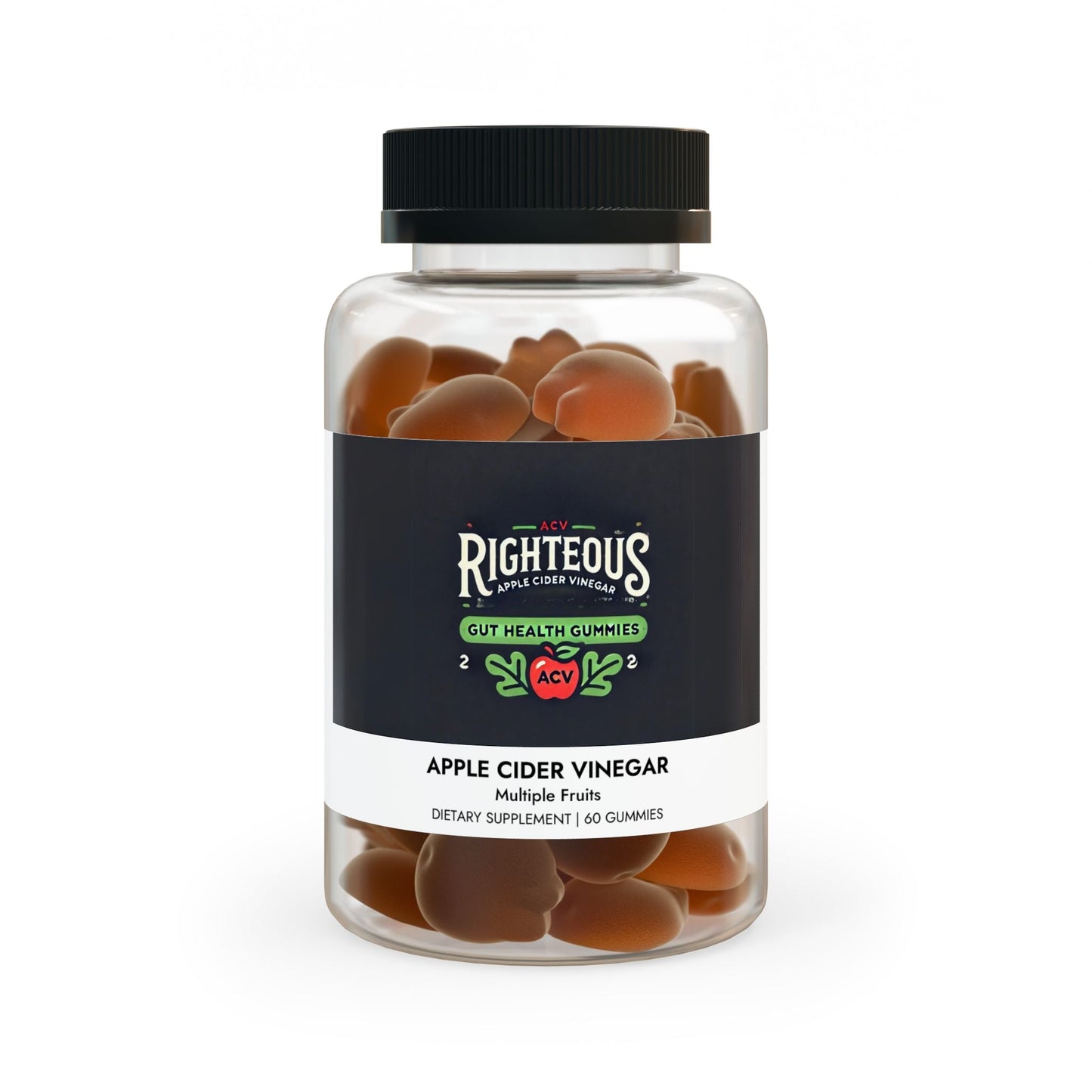 Righteous Apple Cider Vinegar Gummies - 60 Gummies for Gut Health Support - Jack Righteous