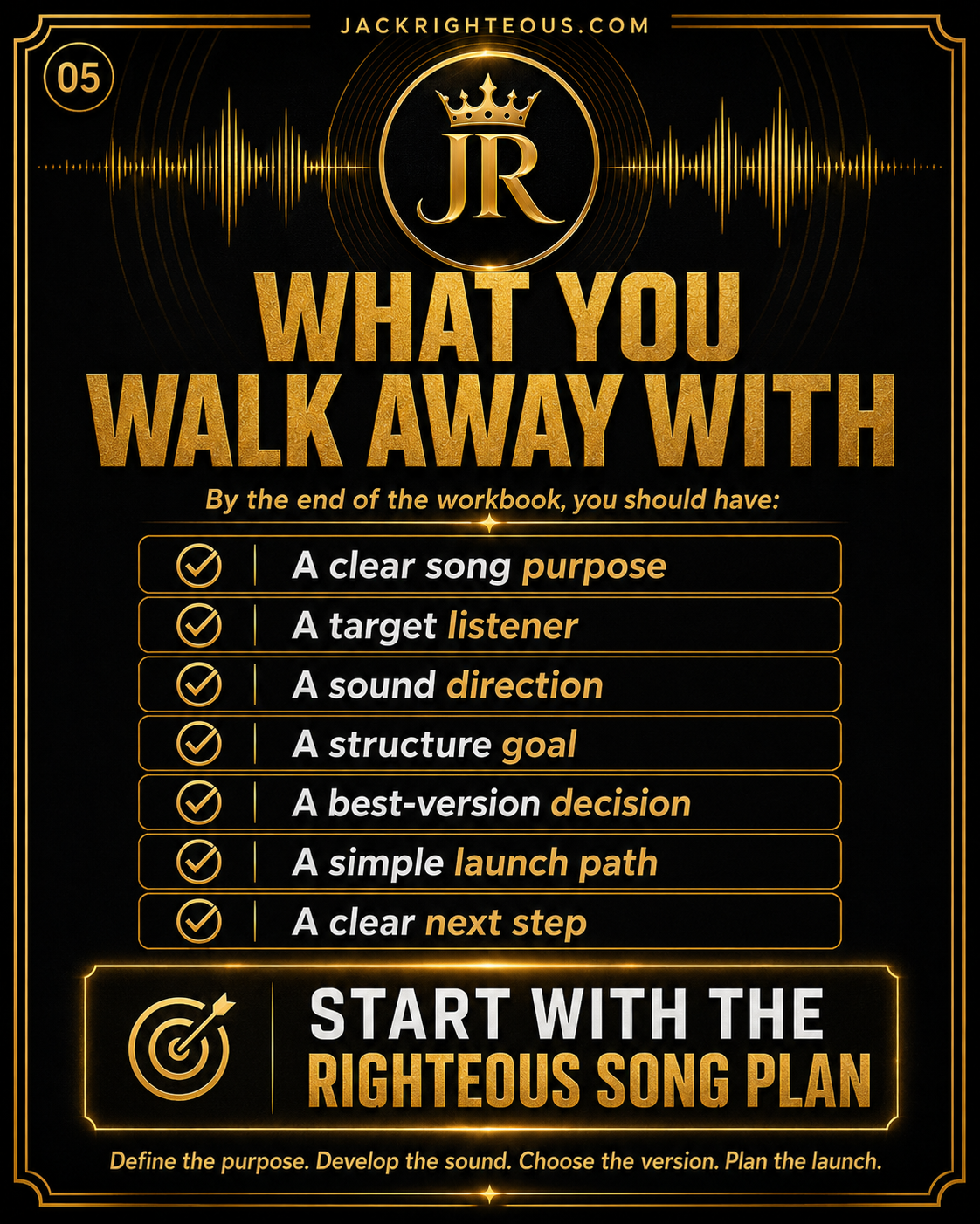 Righteous Song Plan action system for turning an AI music idea into a structured creation and launch plan