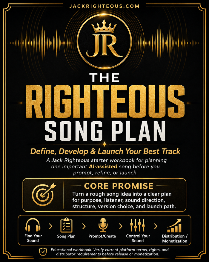 The Righteous Song Plan for defining, developing and launching one focused AI music track