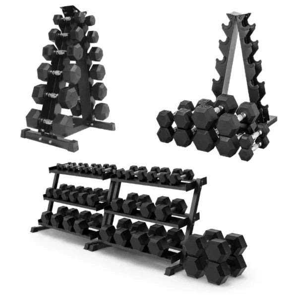 Rubber Hex Dumbbells in Canada (2.5 to 150 LB) - Jack Righteous