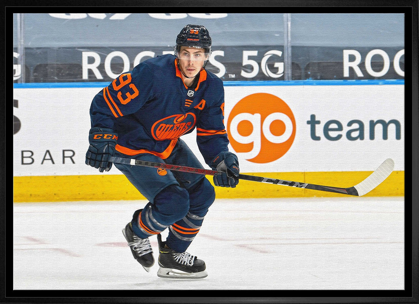 Ryan Nugent - Hopkins 20x29 Framed Canvas Oilers Action - H - Jack Righteous