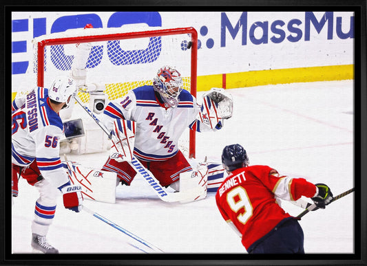 Sam Bennett 20x29 Framed Canvas Panthers Winning Goal - Jack Righteous