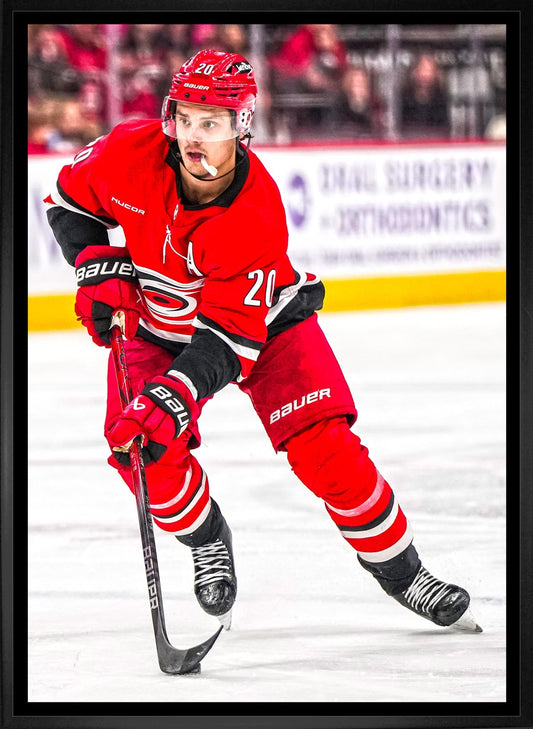 Sebastian Aho 20x29 Framed Canvas Carolina Hurricanes - Jack Righteous
