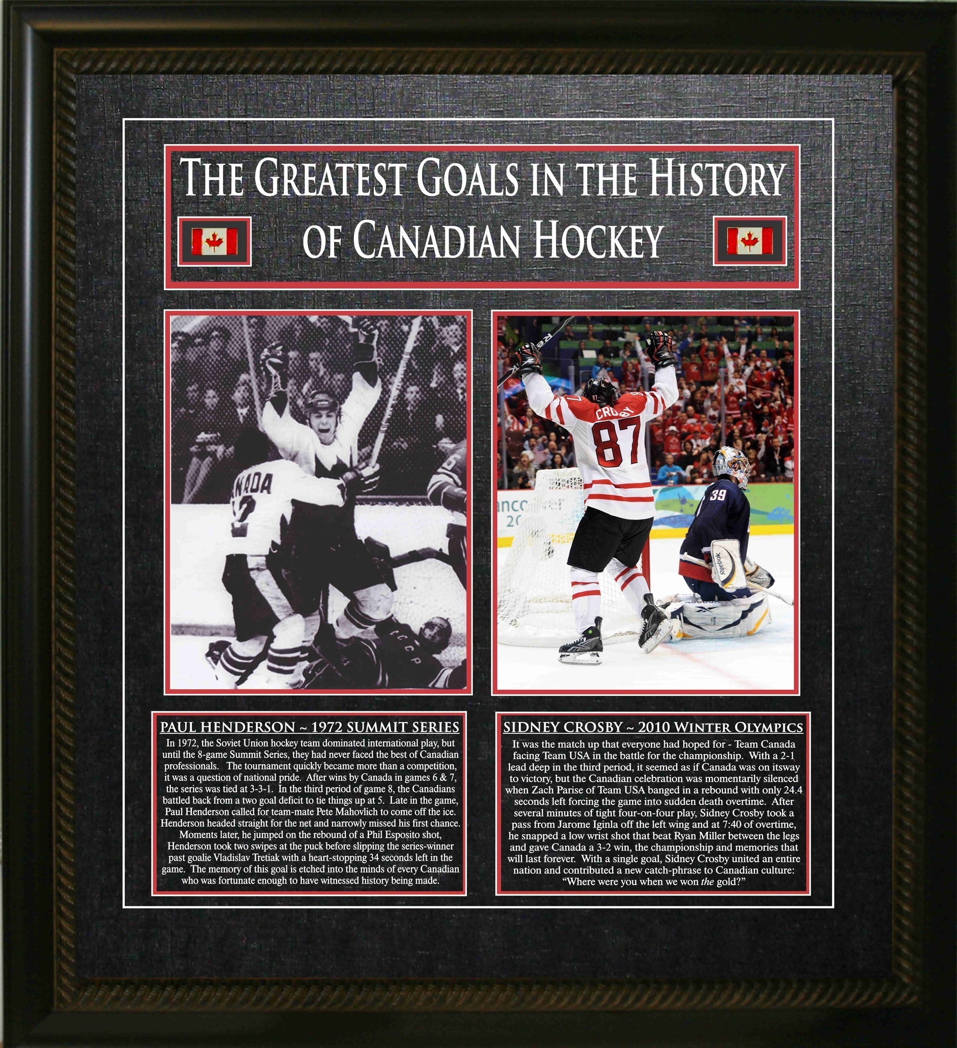 Sidney Crosby and Paul Henderson Framed 8x10 Canada's Greatest Goal Photos - Jack Righteous