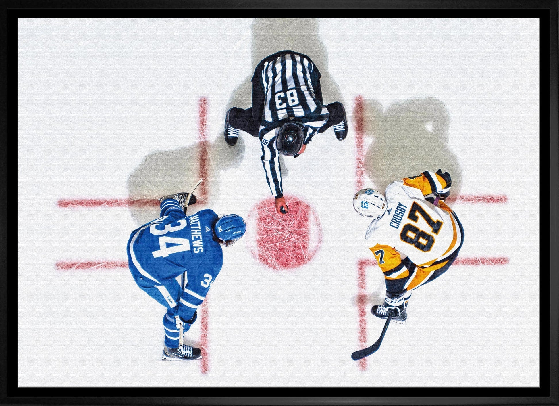 Sidney Crosby & Auston Matthews Framed 20x29 Overhead Canvas - Jack Righteous