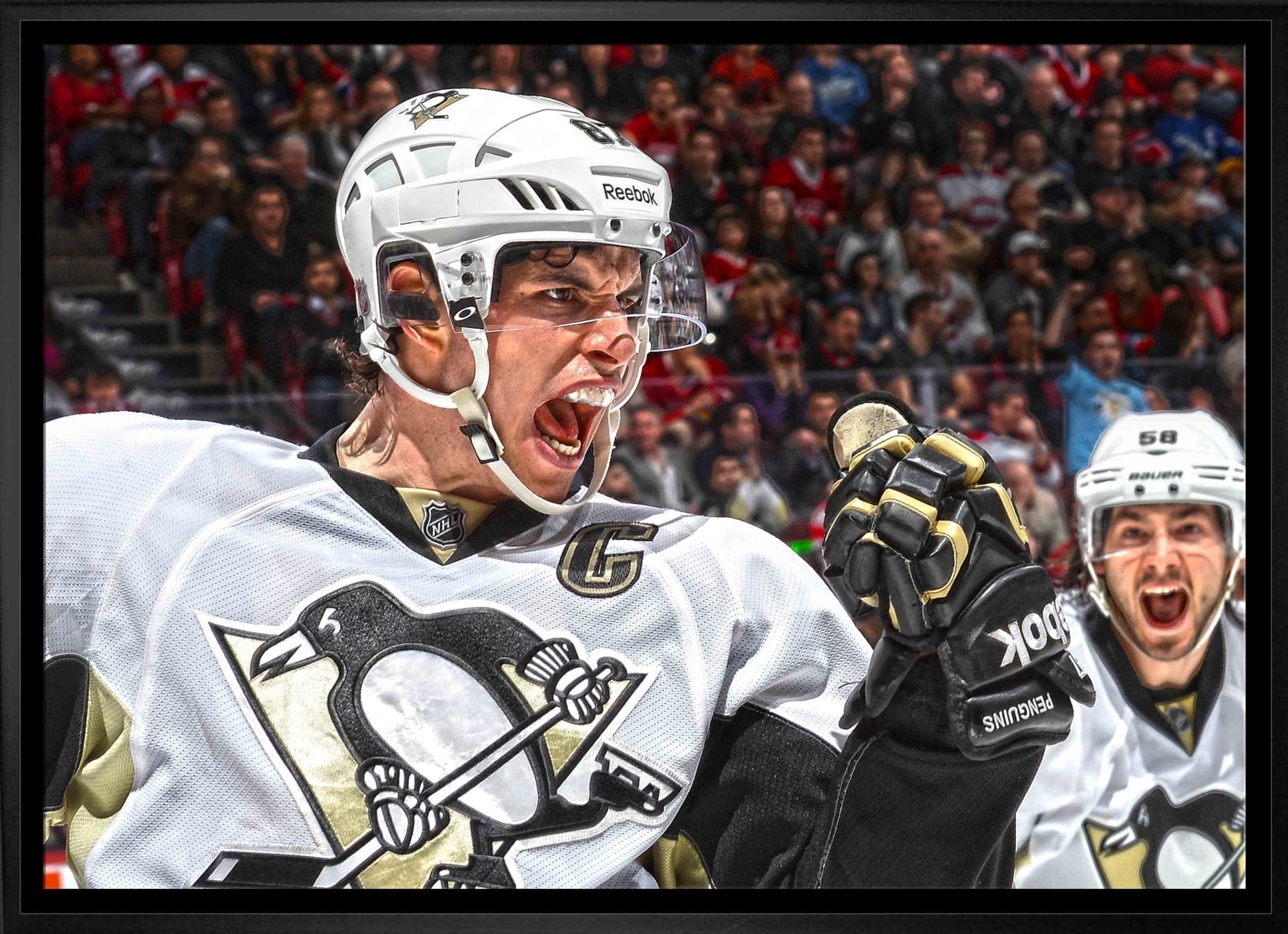 Sidney Crosby Pittsburgh Penguins Framed 20x29 Goal Celebration Close - Up Canvas - Jack Righteous