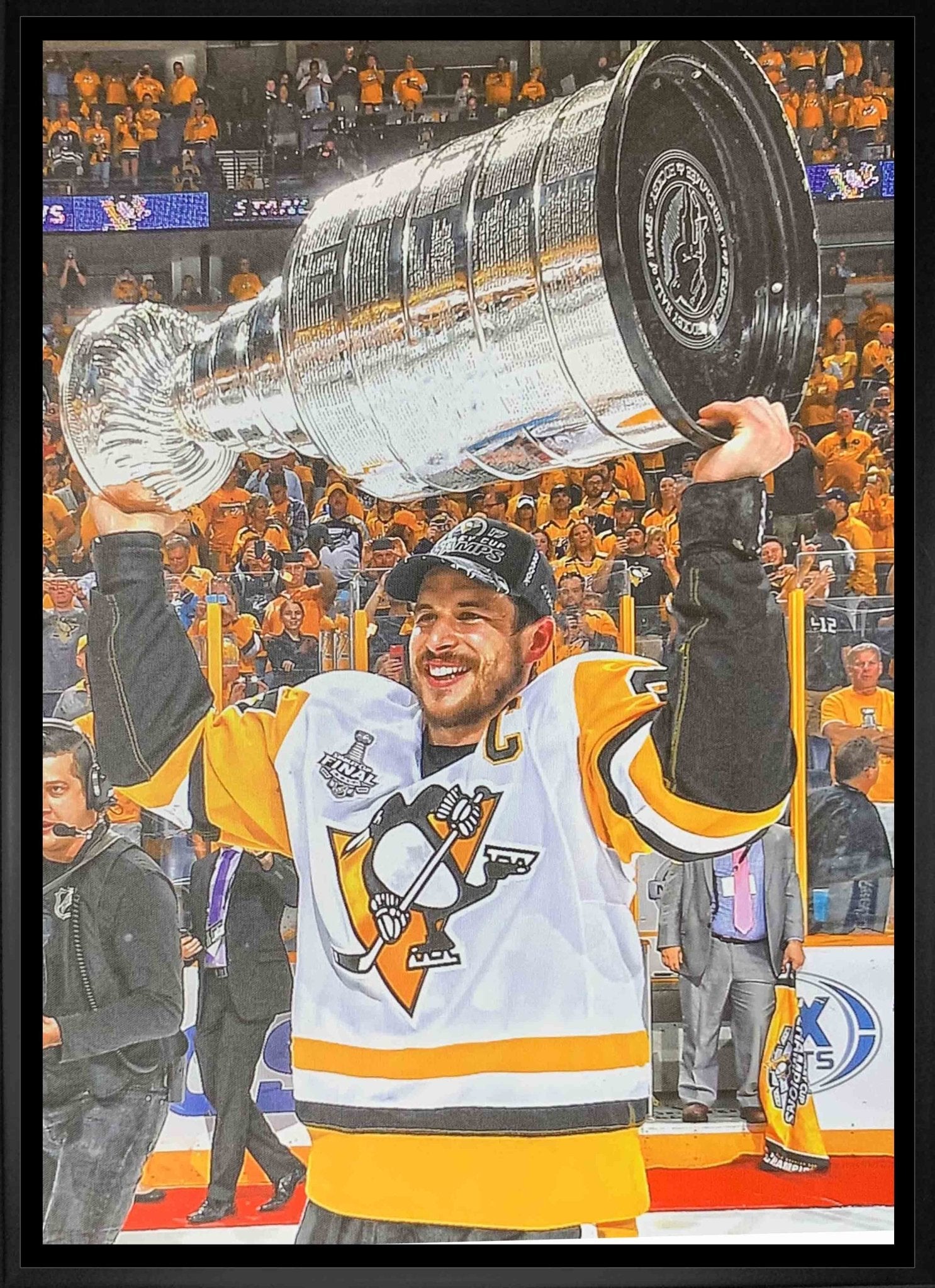 Sidney Crosby Pittsburgh Penguins Framed 20x29 Raising Cup Canvas - Jack Righteous