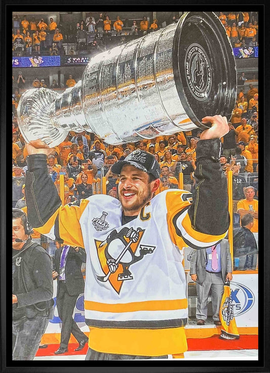 Sidney Crosby Pittsburgh Penguins Framed 20x29 Raising Cup Canvas - Jack Righteous