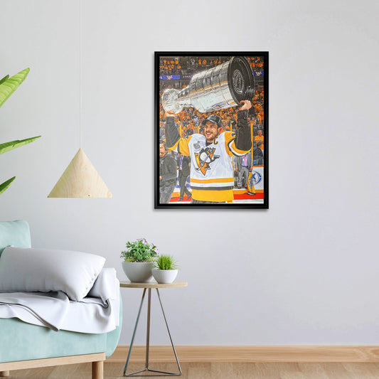 Sidney Crosby Pittsburgh Penguins Framed 20x29 Raising Cup Canvas - Jack Righteous