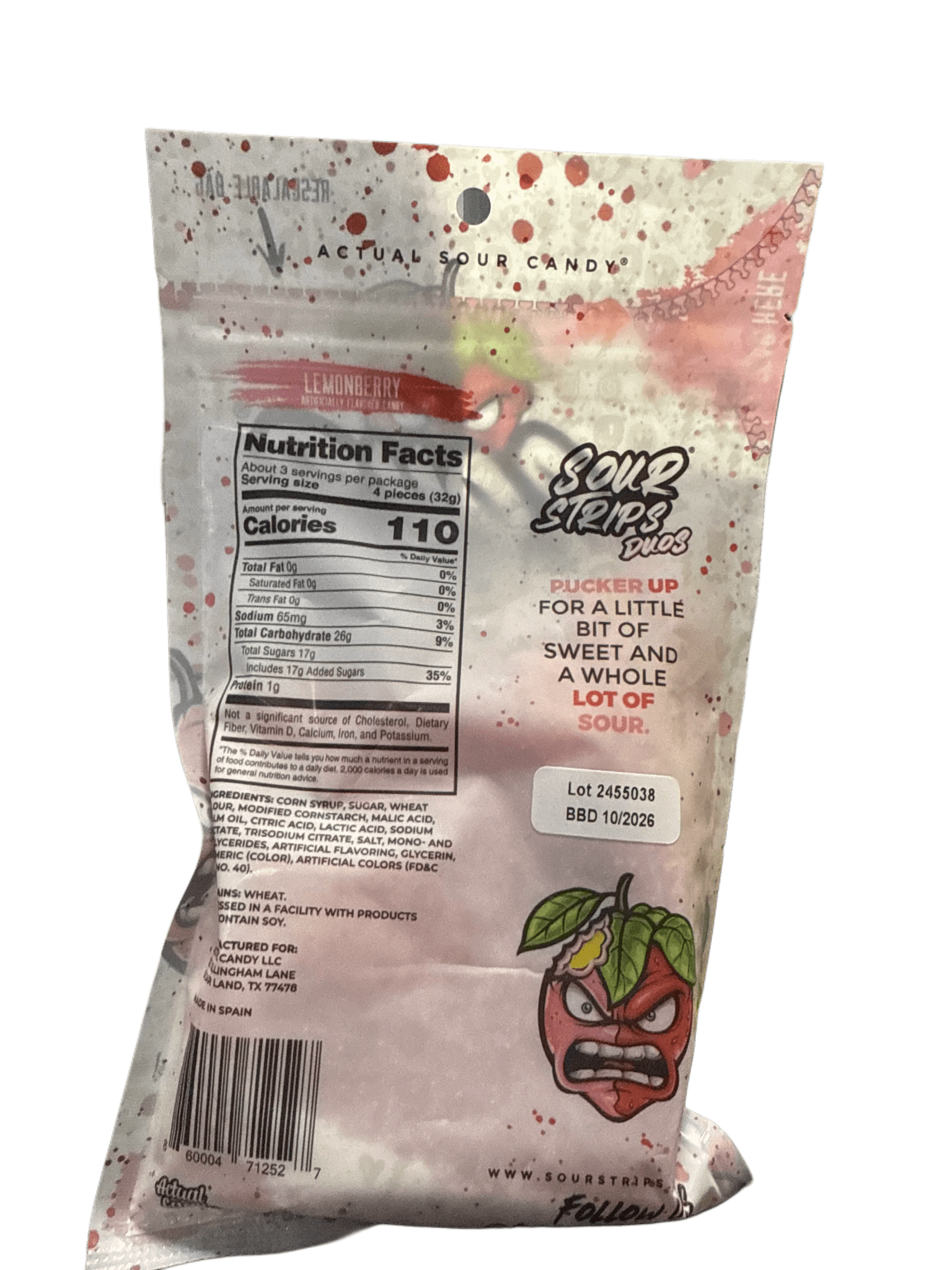 Sour Strips Lemonberry Flavour 96G - U.S Edition - Jack Righteous