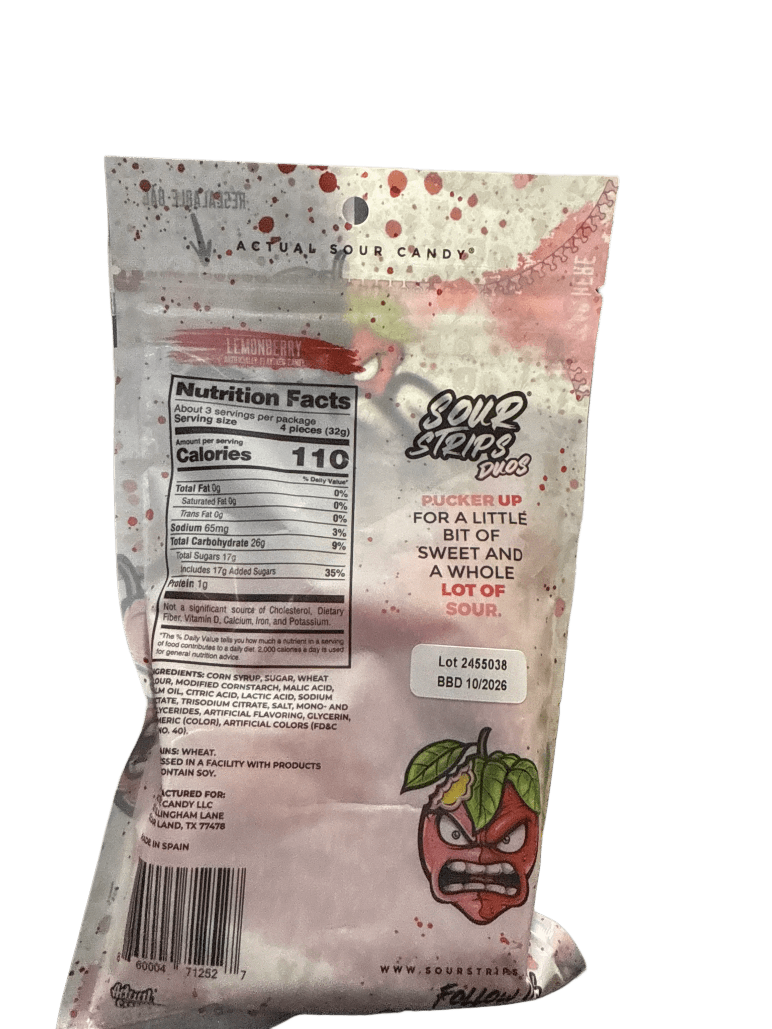 Sour Strips Lemonberry Flavour 96G - U.S Edition - Jack Righteous