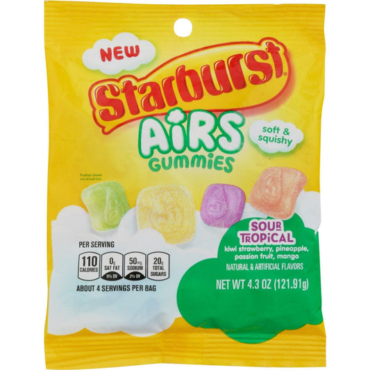 Starburst Airs Gummies Sour Tropical Candy Bag