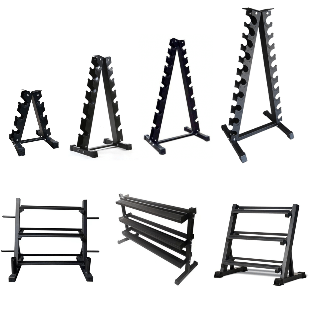 Steel Dumbbell Racks Vertical & Horizontal (3, 6, 8, 10 Levels) - Jack Righteous