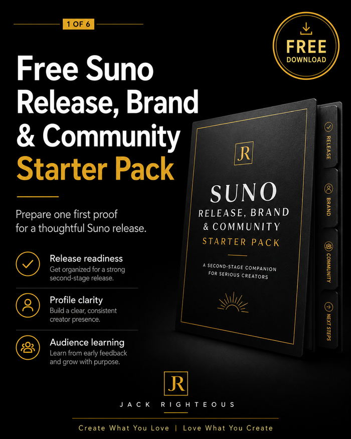 Suno Release, Brand and Community Starter Pack by Jack Righteous.