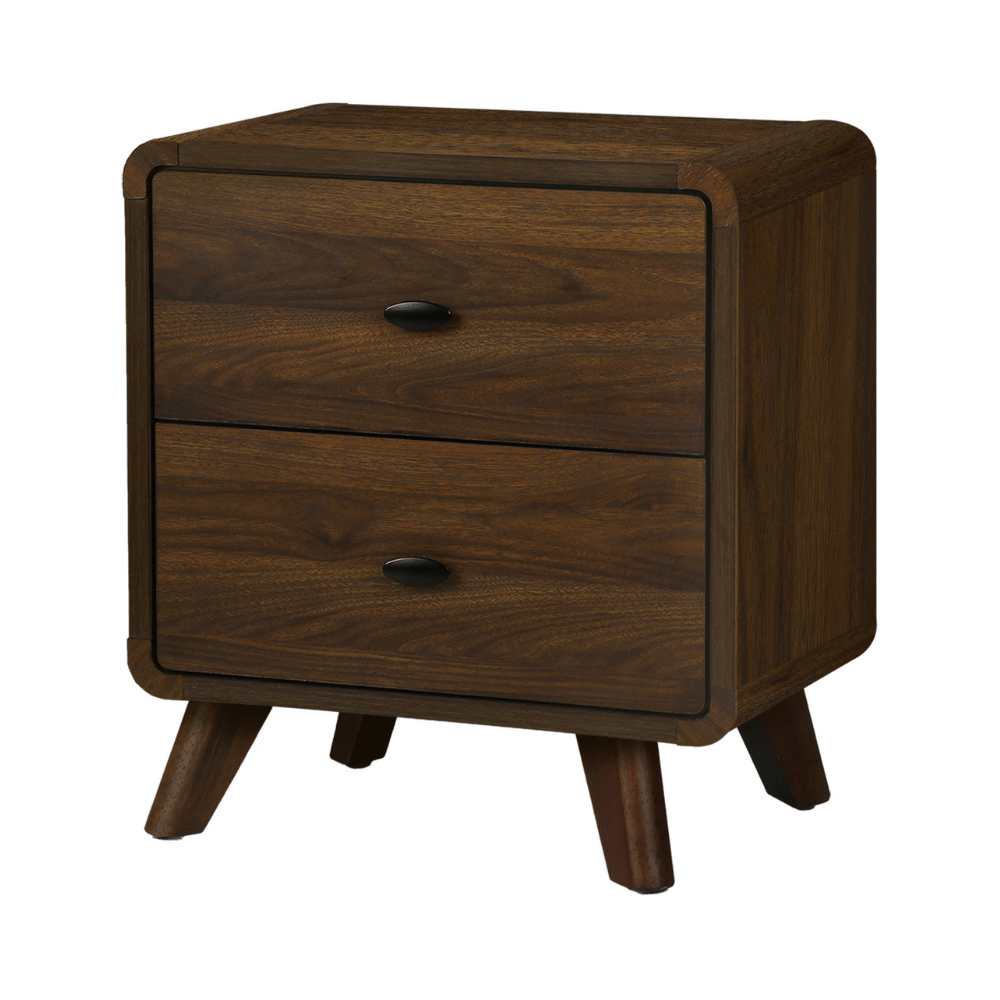 Table de nuit 2 tiroirs en finition noyer - Monarch (I5233) - Jack Righteous