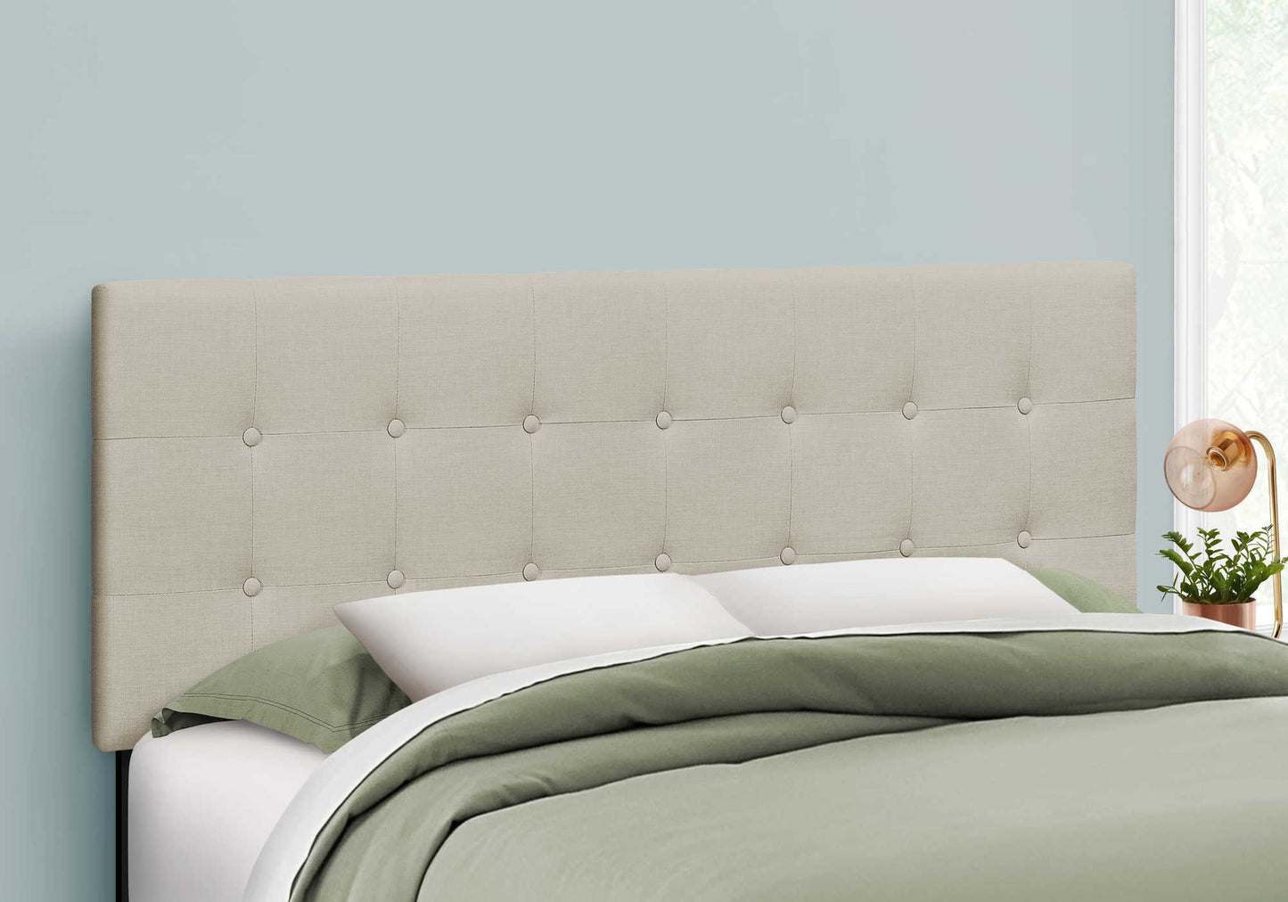 Tête de lit Queen en tissu beige - Monarch (I6004Q) - Jack Righteous