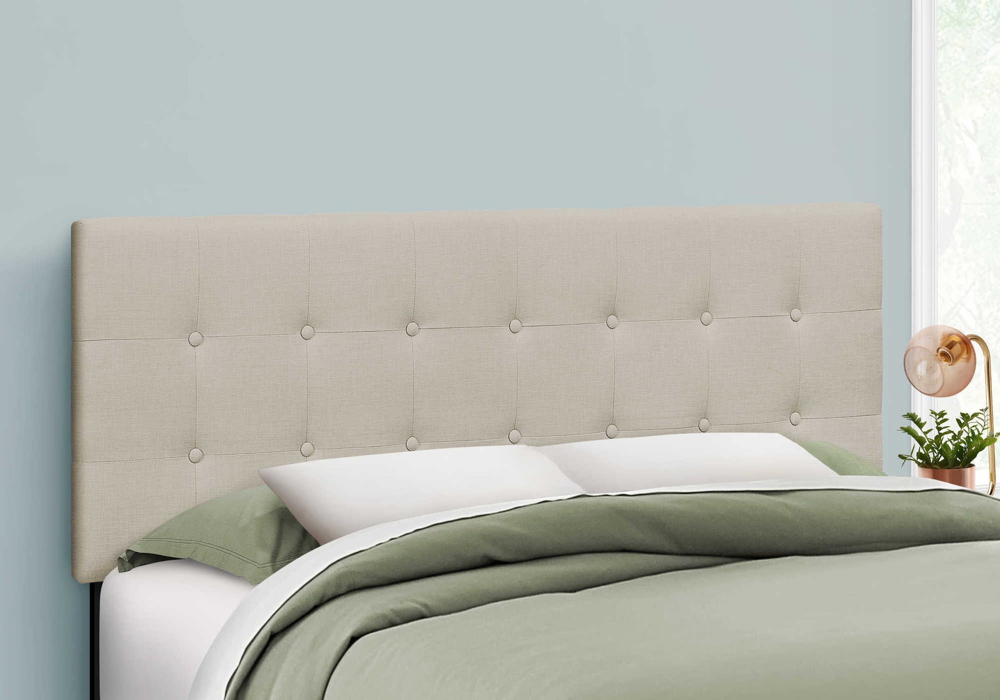 Tête de lit Queen en tissu beige - Monarch (I6004Q) - Jack Righteous