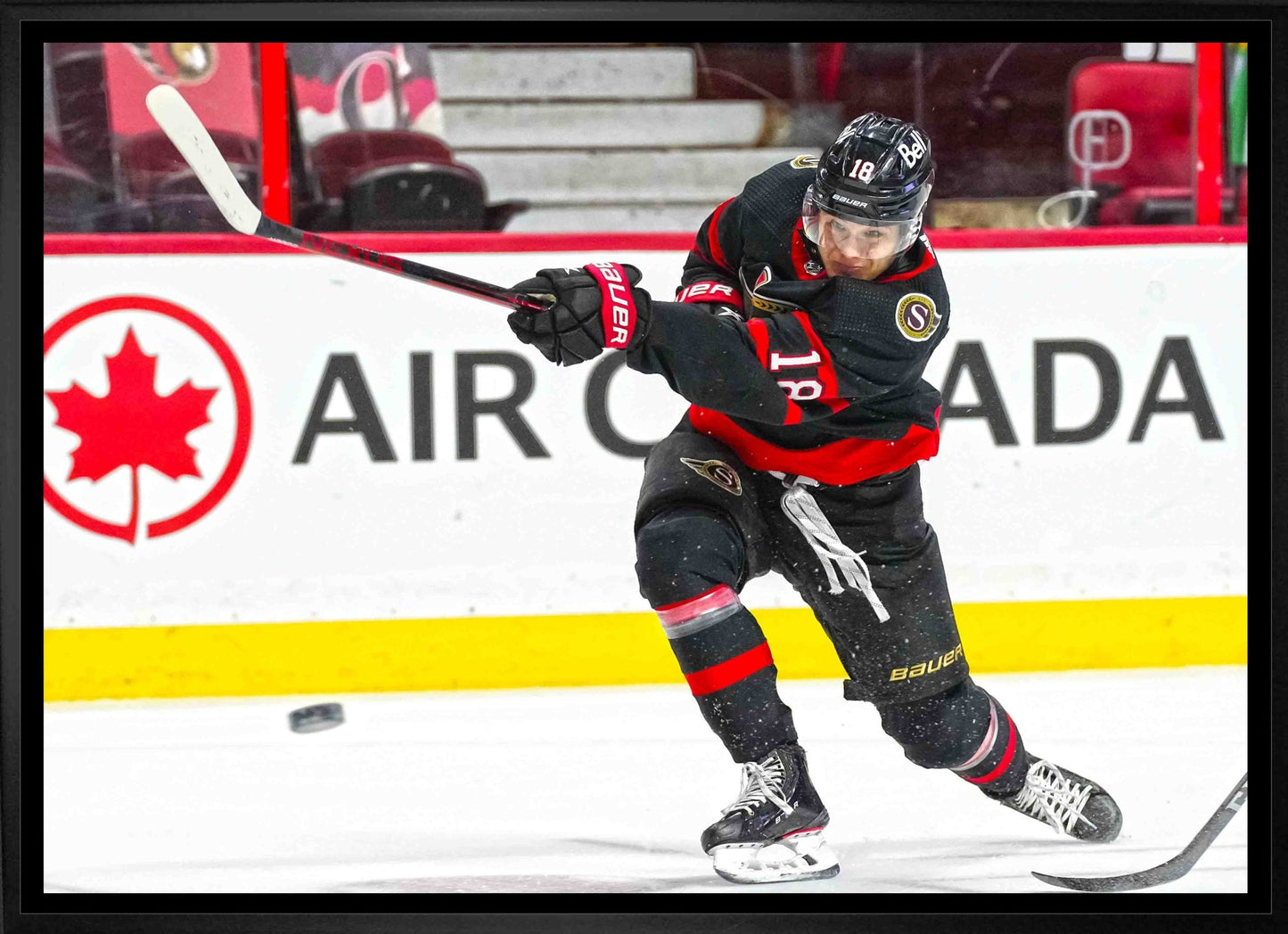 Tim Stutzle Ottawa Senators Framed 20x29 Shooting Canvas - Jack Righteous