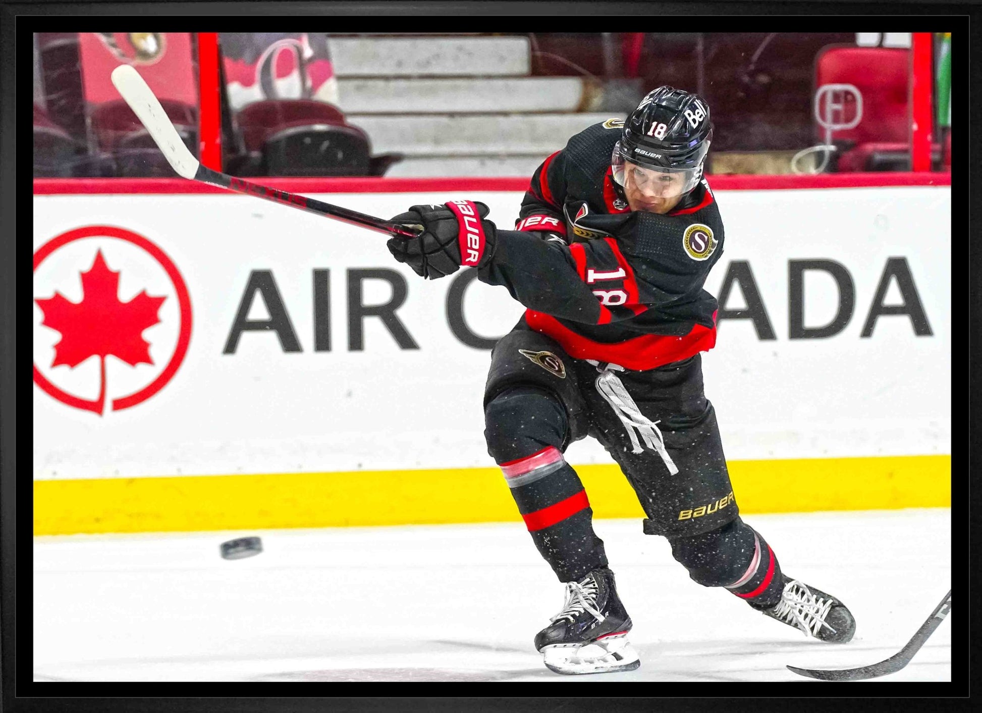 Tim Stutzle Ottawa Senators Framed 20x29 Shooting Canvas - Jack Righteous