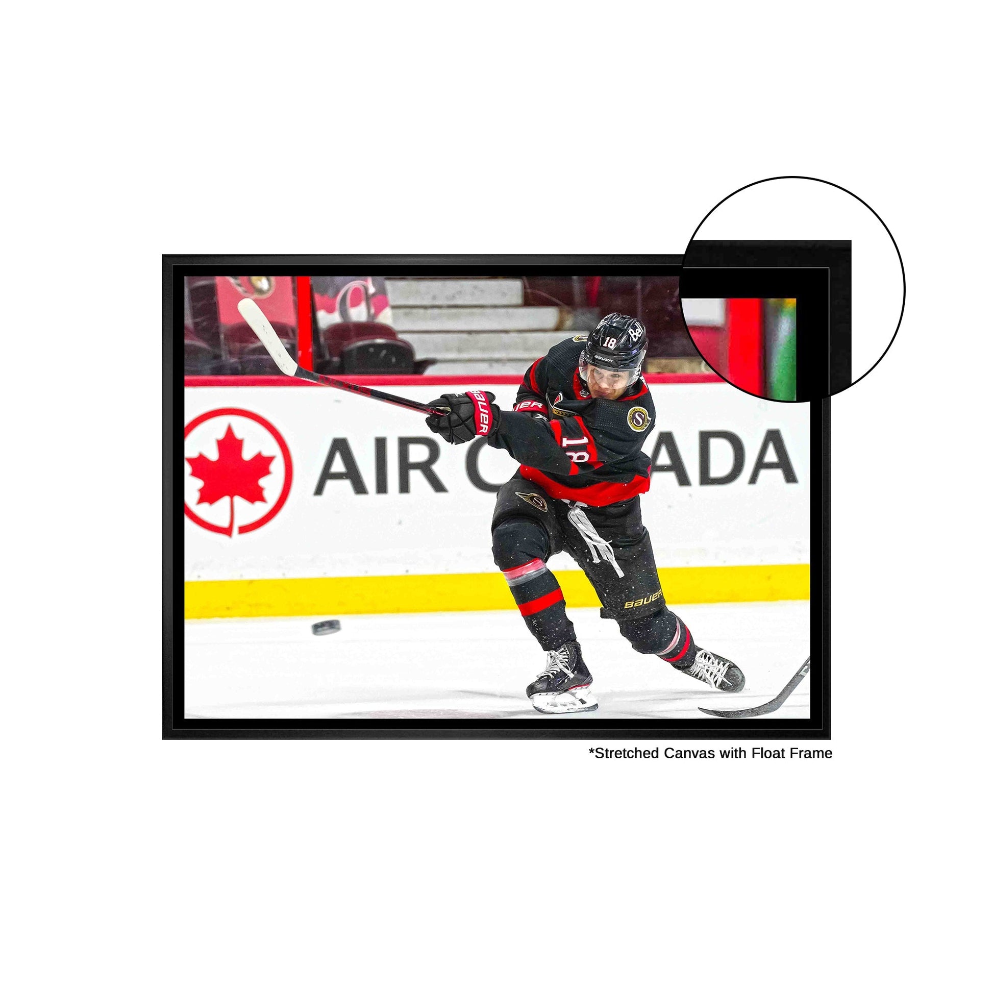 Tim Stutzle Ottawa Senators Framed 20x29 Shooting Canvas - Jack Righteous