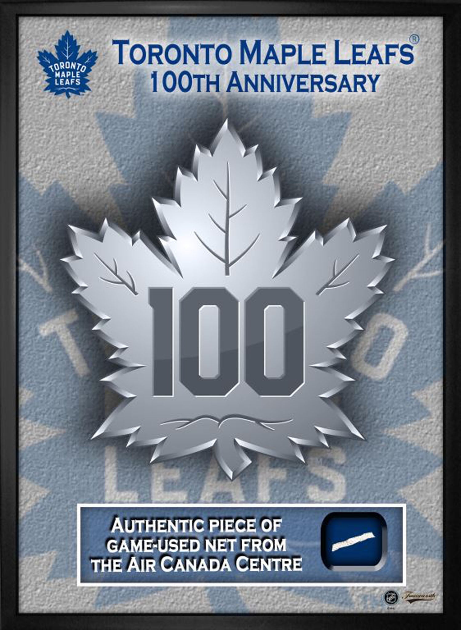 Toronto Maple Leafs Framed 16x20 100th Anniversary With Game - Used Net - Jack Righteous