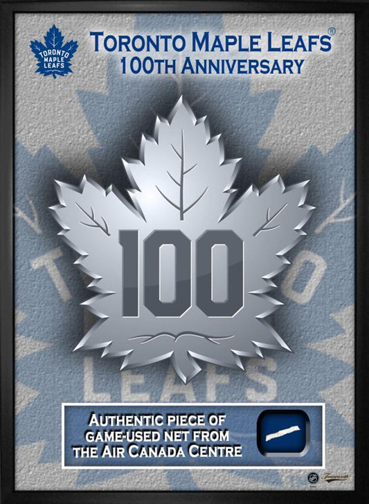 Toronto Maple Leafs Framed 16x20 100th Anniversary With Game - Used Net - Jack Righteous