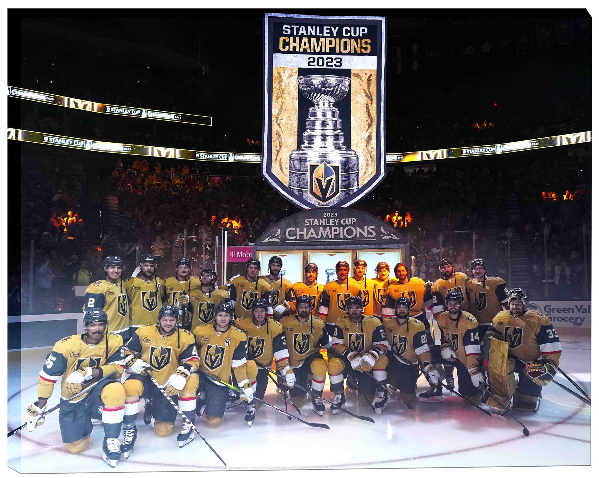 Vegas Golden Knights 16x20 Canvas Banner Raising Team Posed - H - Jack Righteous