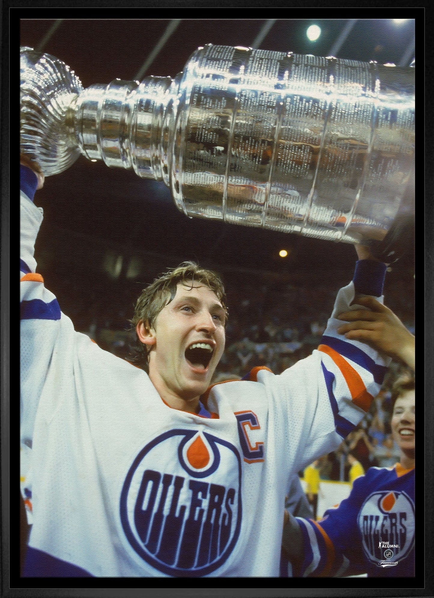 Wayne Gretzky 20x29 Framed Canvas Oilers Stanley Cup - V - Jack Righteous