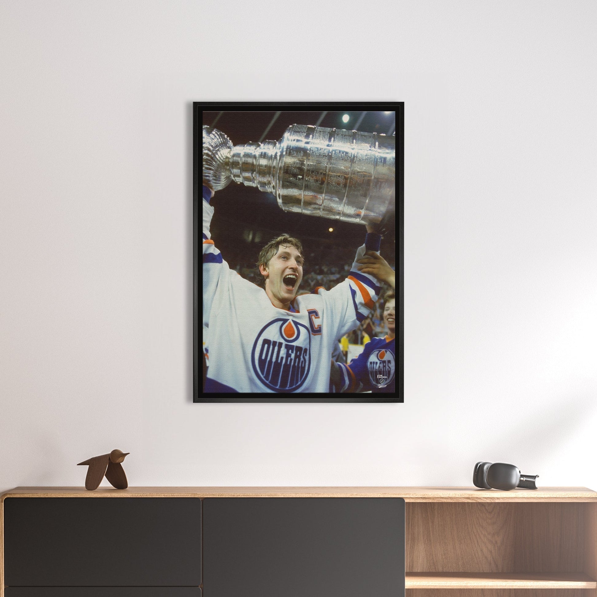 Wayne Gretzky 20x29 Framed Canvas Oilers Stanley Cup - V - Jack Righteous