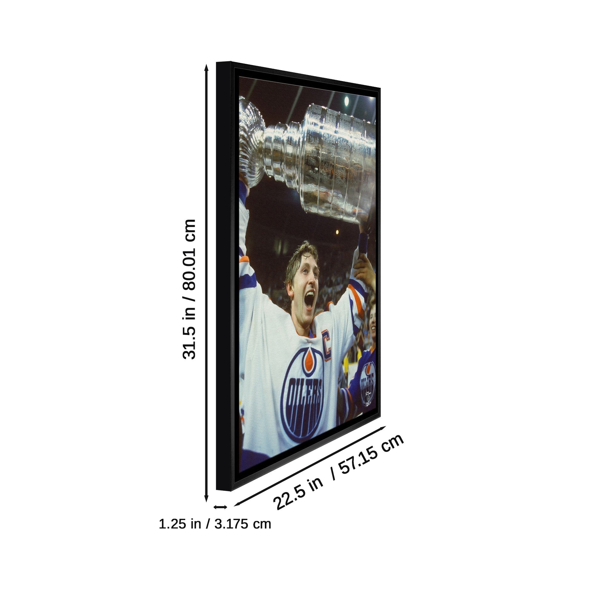 Wayne Gretzky 20x29 Framed Canvas Oilers Stanley Cup - V - Jack Righteous