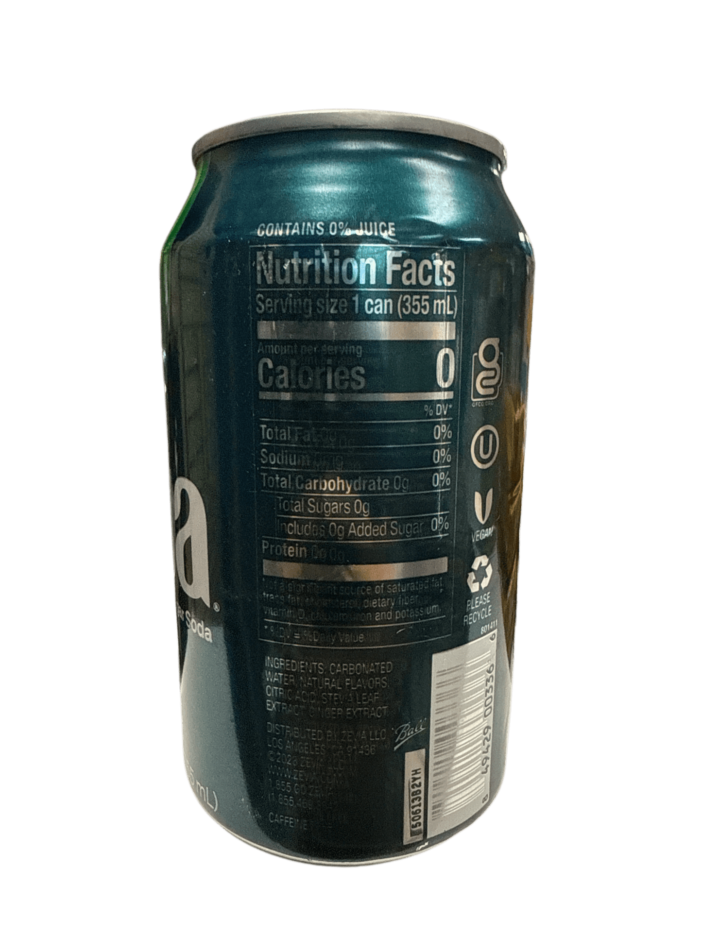 Zevia Zero Sugar Ginger Ale Flavoured Soda 355ML - Canadian Edition - Jack Righteous