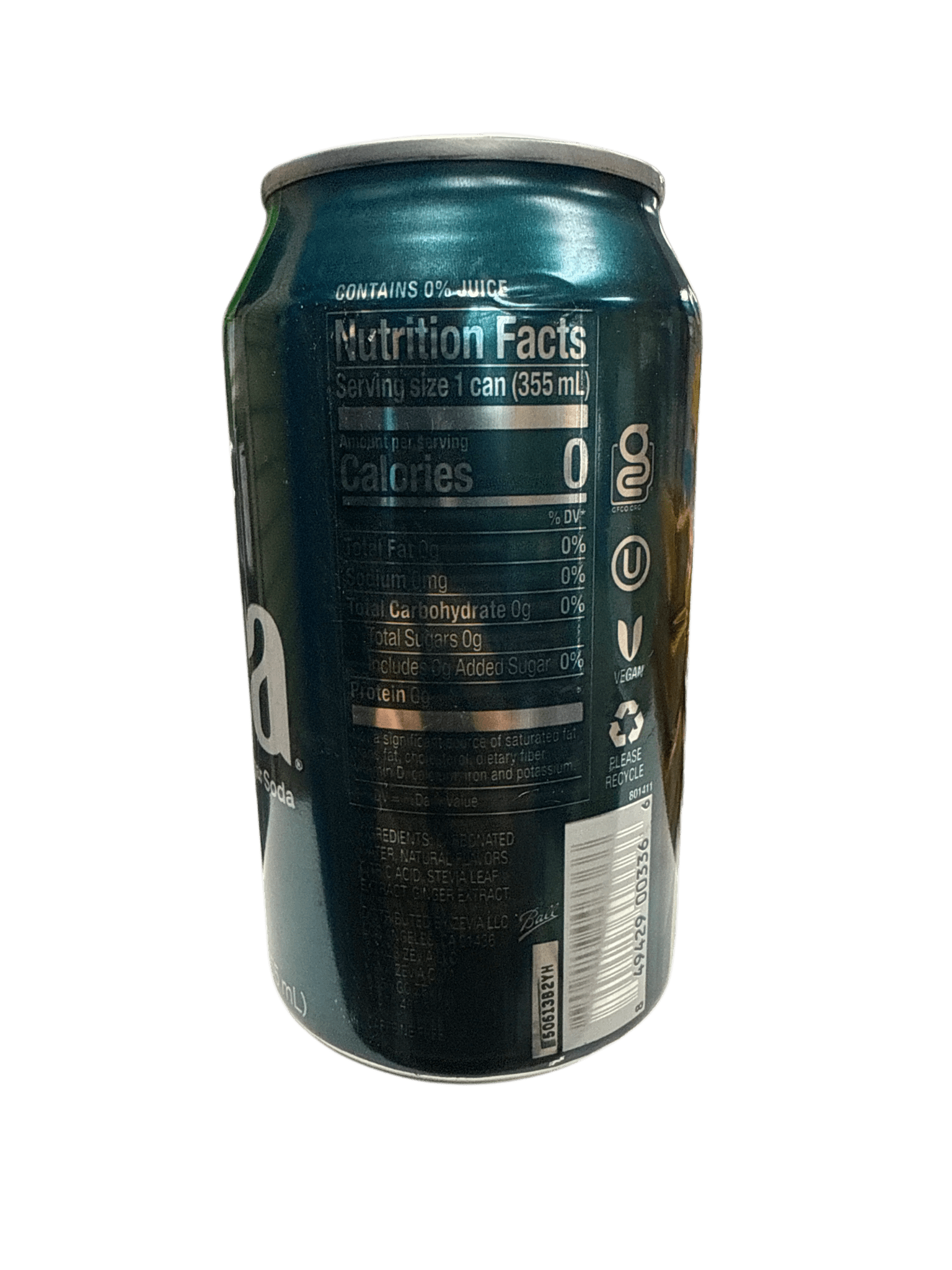 Zevia Zero Sugar Ginger Ale Flavoured Soda 355ML - Canadian Edition - Jack Righteous