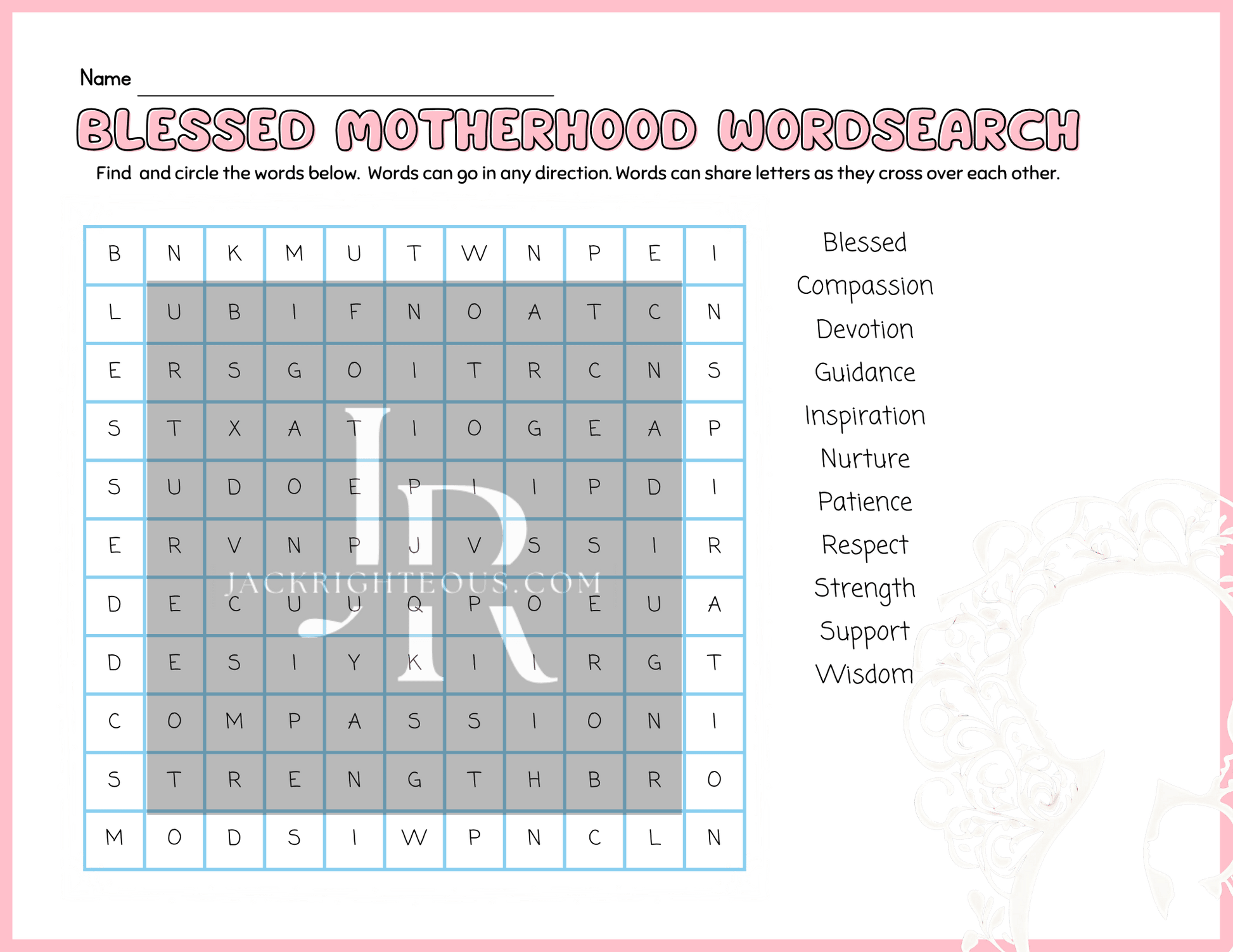 Complimentary Motherhood Word Search Game - Download Now - Jack Righteous